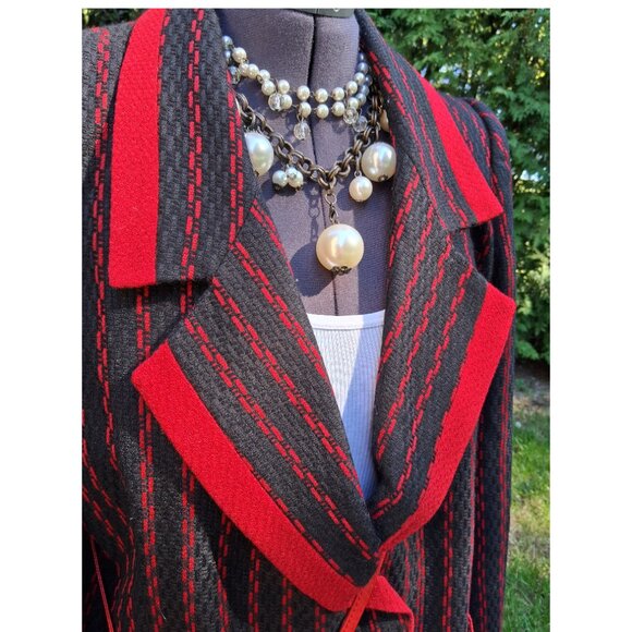 2 items VINTAGE Black and Red Blazer Jacket Size 14 & Red Crossbody Italian Bag - Picture 3 of 11